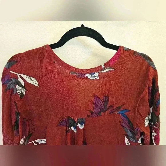 Free People Womens Size S Electric Orchid Print Swing Tunic Dress Boho Flowers - Picture 3 of 14